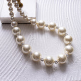 Pearl x Stone short necklace