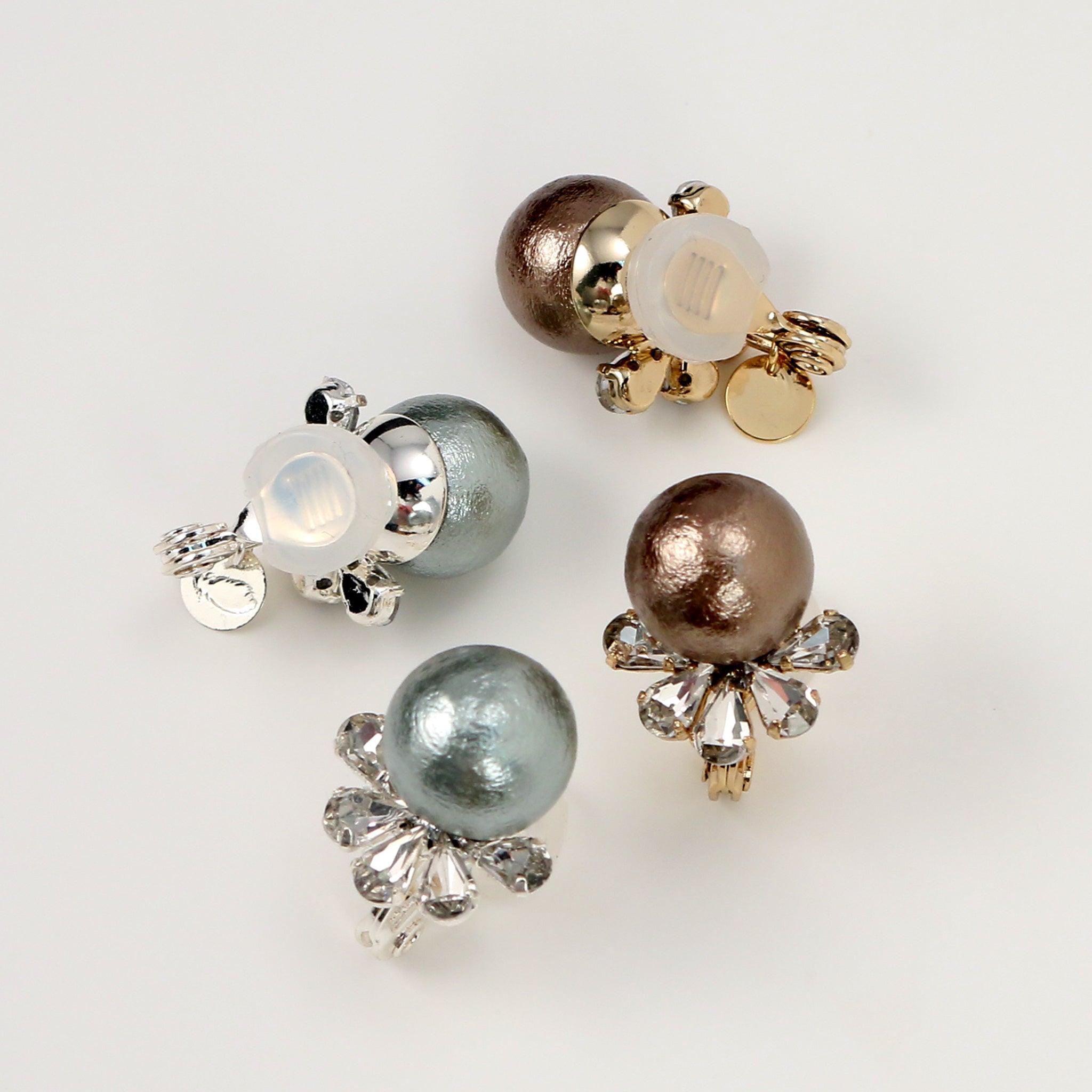 Chic -colored cotton pearl earrings / earrings