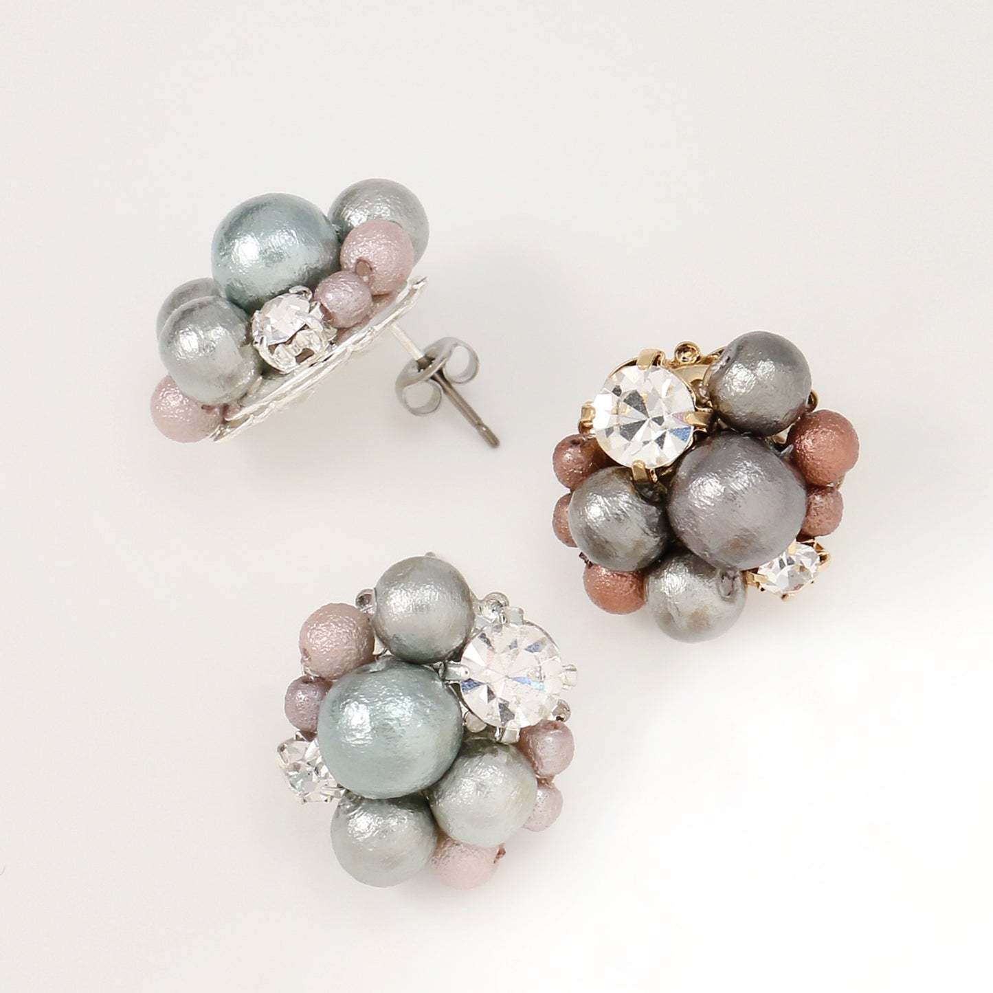 Chic colored cotton pearl bijuju pierced earrings