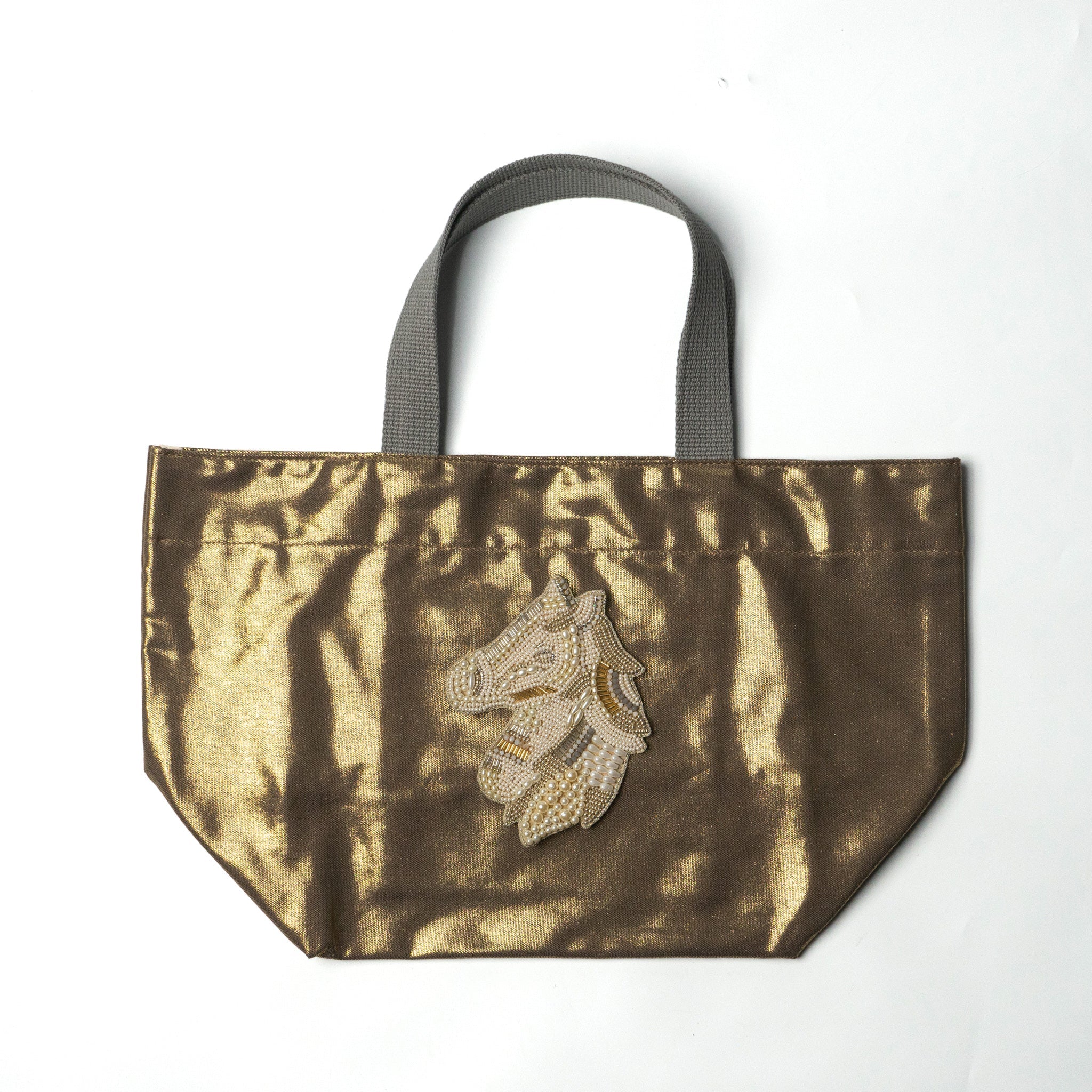 Metallic lunch bag (boat -shaped) / handle gray (selected motif)