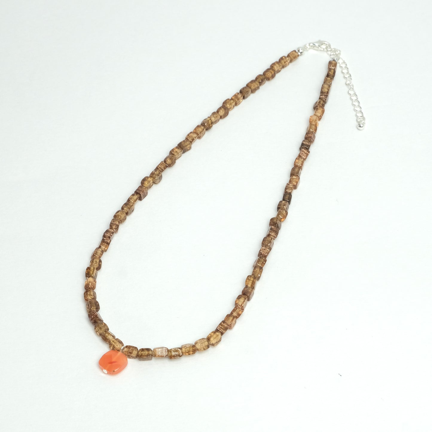 Natural stone x glass bead necklace