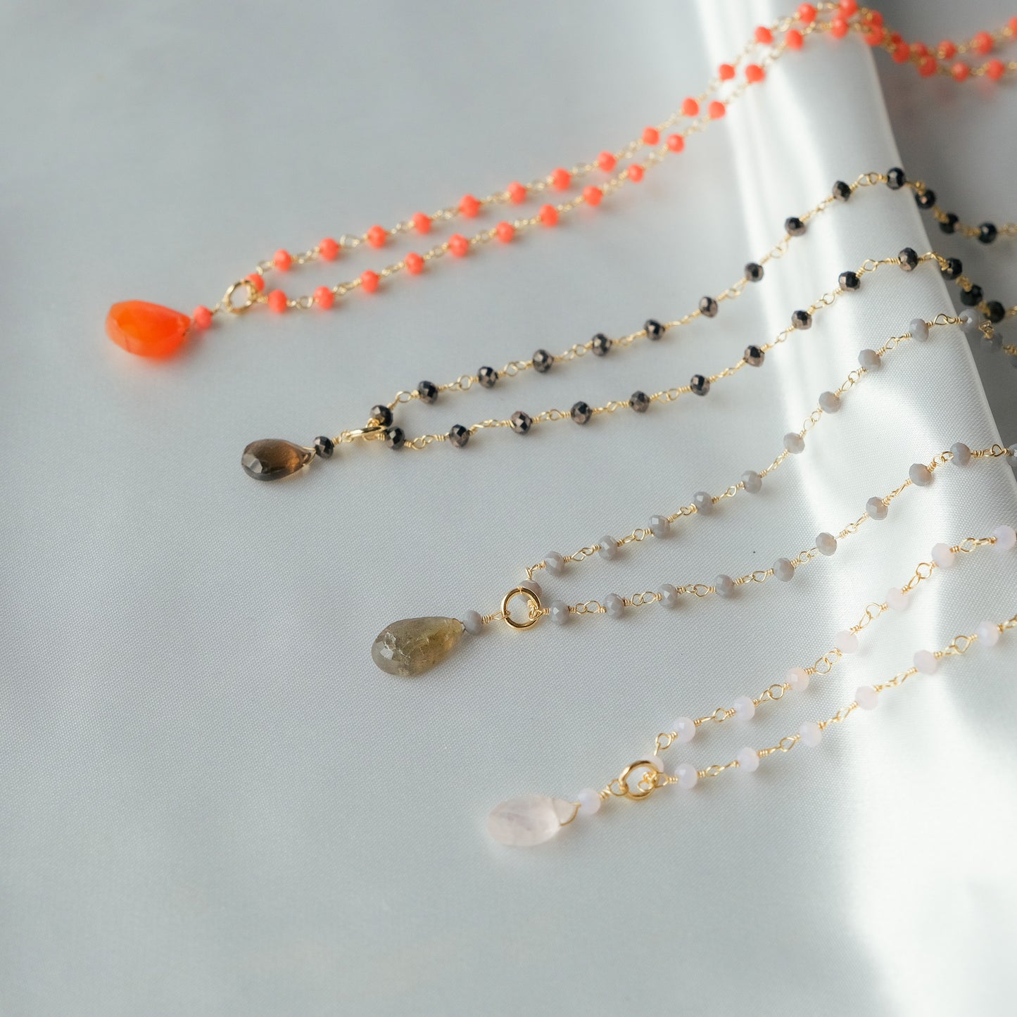 Natural stone and beads 2WAY long necklace