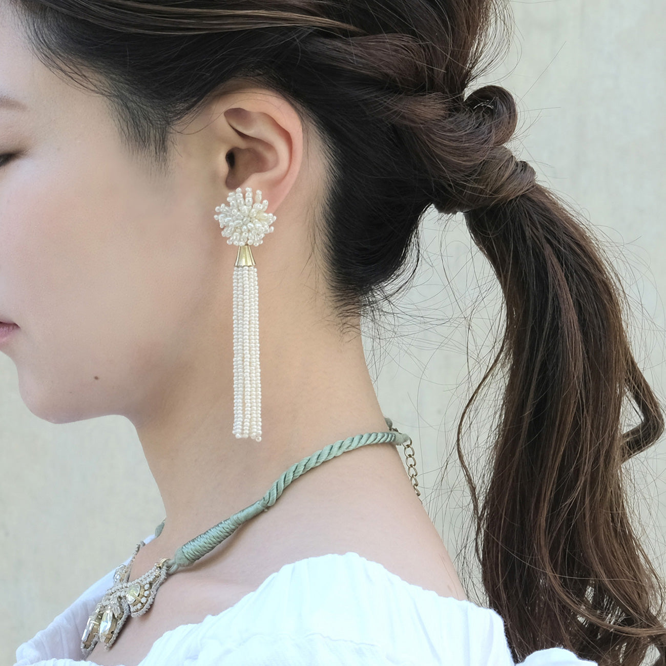 Metal Beads Toget Ghost Motif x Beadsel earrings