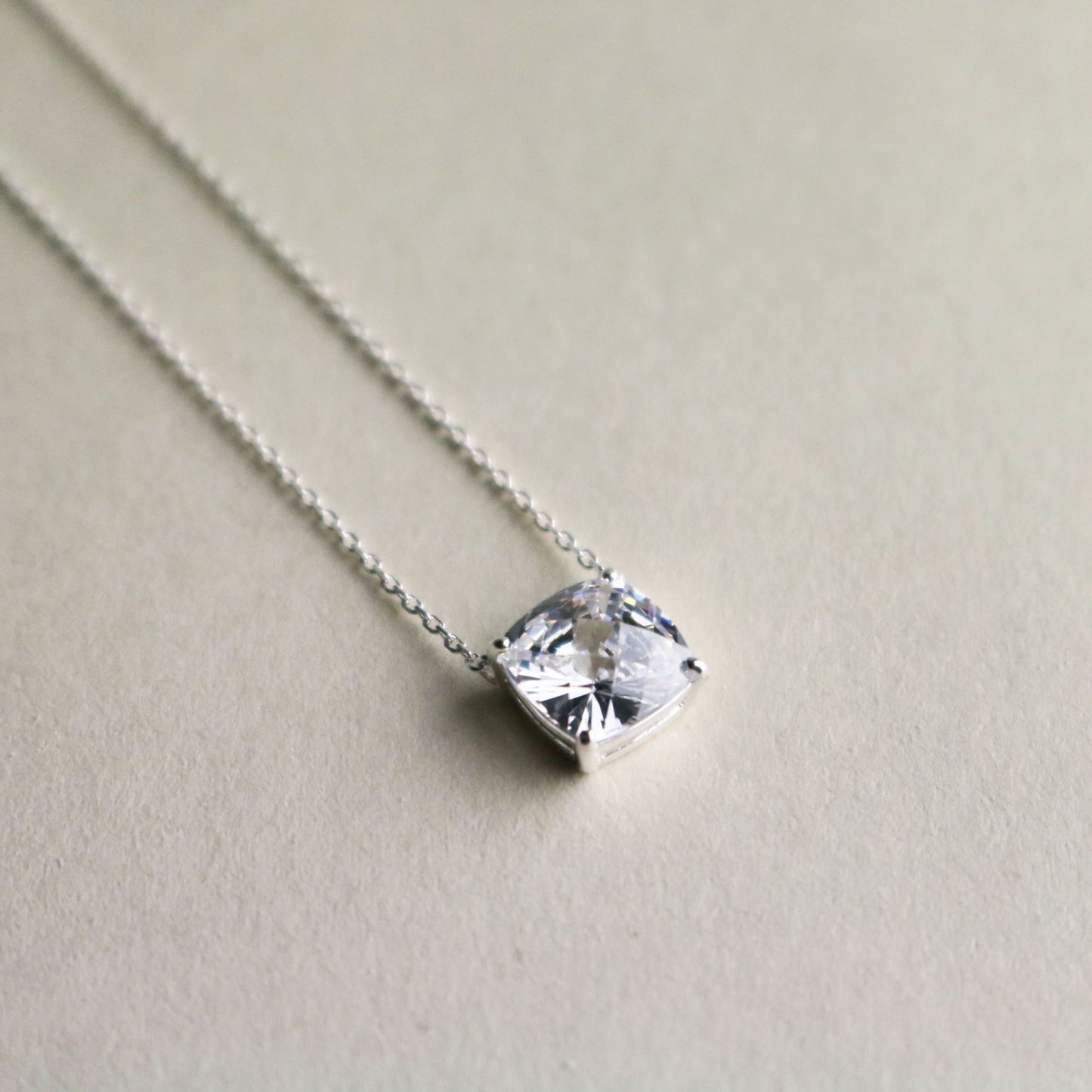 Silver 925 Large cubic zirconia necklace