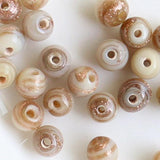Glass bead round type 4mm beige x brown lame 10 pieces (1 set)