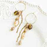Glass bead round type 4mm beige x brown lame 10 pieces (1 set)