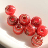 Glass bead round type 4mm matte red x brown lame 10 pieces (1 set)