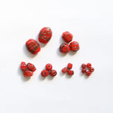 Glass bead round type 4mm matte red x brown lame 10 pieces (1 set)