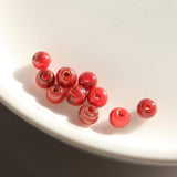 Glass bead round type 4mm matte red x brown lame 10 pieces (1 set)