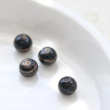 ガラスビーズ ラウンド型 6mm ブラック×ブラウンラメ 4個入（5セット入り）