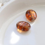 ガラスビーズ オーバル型 10×14mm トパーズ×ブラウンラメ 2個入（5セット入り）
