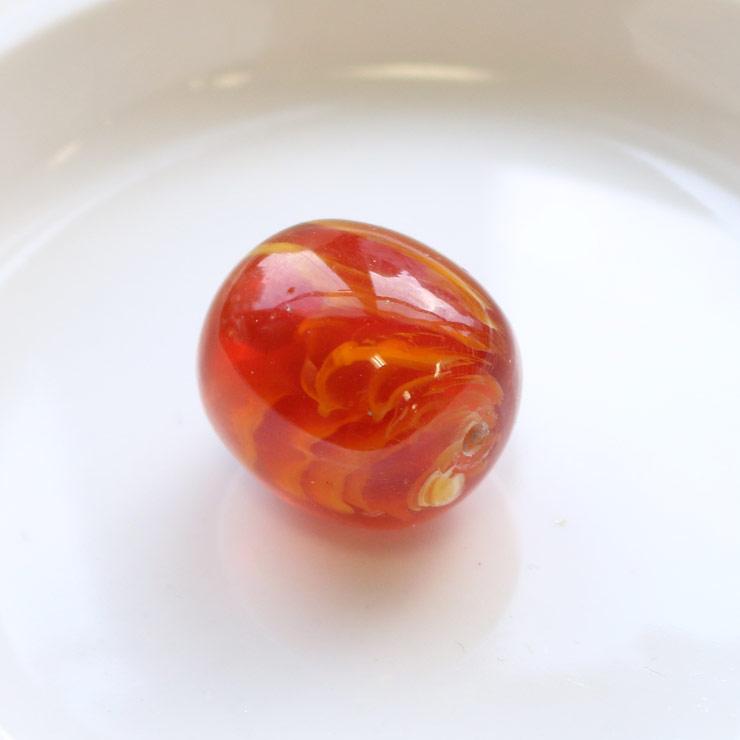 Resin bead oval type 20 × 22mm light brown x 1 piece (1 set)