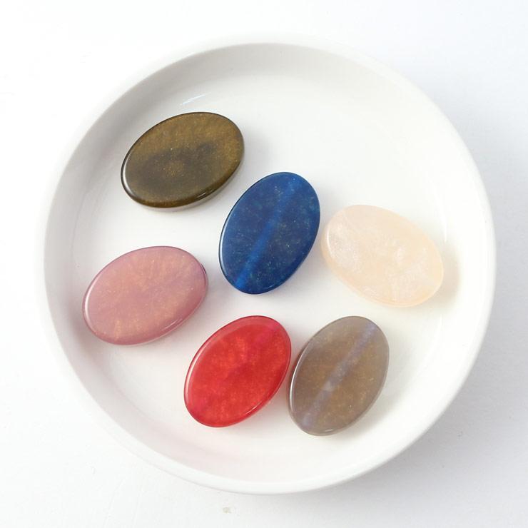 Resin bead oval type 18 × 27mm olive x 1 piece (1 set)