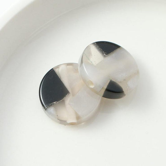 Resin bead round type 17 × 4mm gray x white x black 2 pieces (1 set)