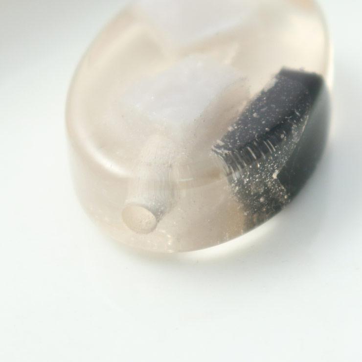 Resin bead oval type 18 x 27mm gray x white x black 1 piece (1 set)