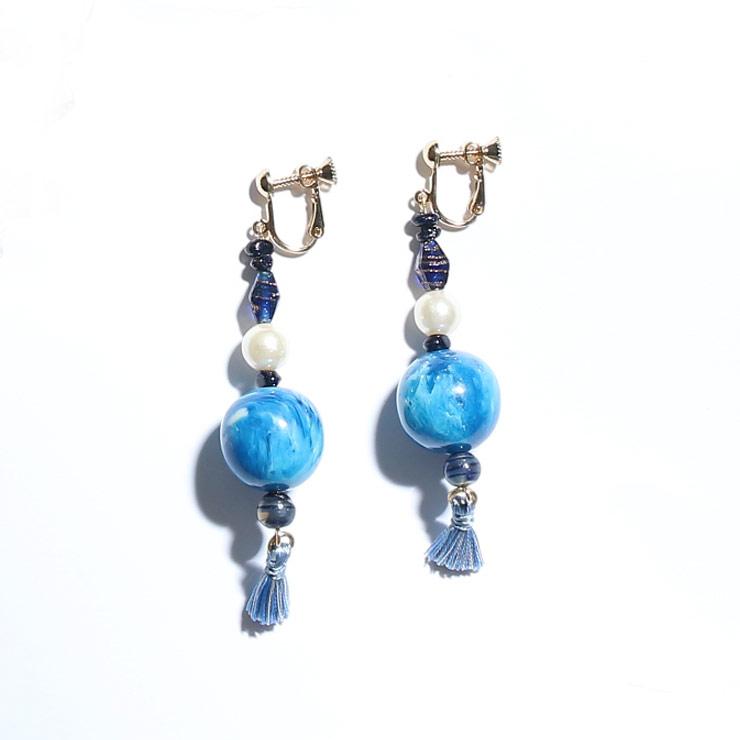 Resin beads round type 17mm blue x 1 white (1 set)