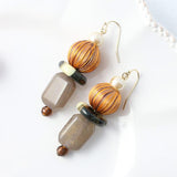 Winding thread bead round type 17mm orange x 2 brown (1 set)