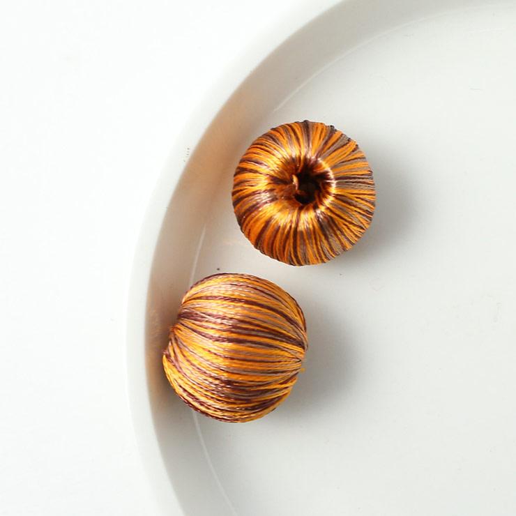 Winding thread bead round type 17mm orange x 2 brown (1 set)