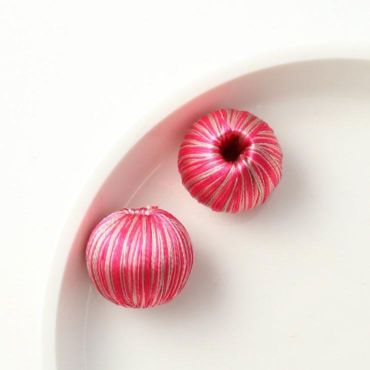 Wind thread bead round type 17mm fussa pink 2 pieces