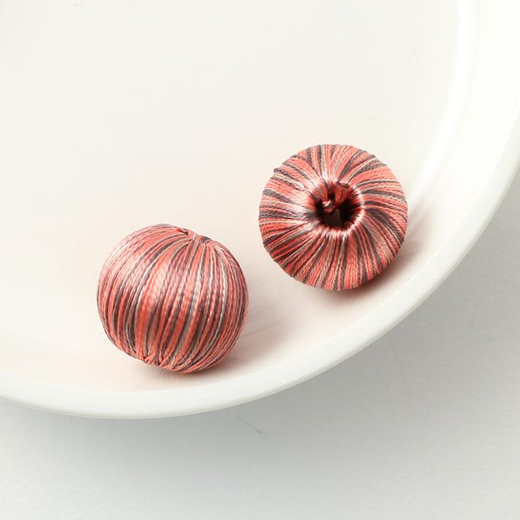 Wind thread bead round type 17mm salmon pink 2 pieces