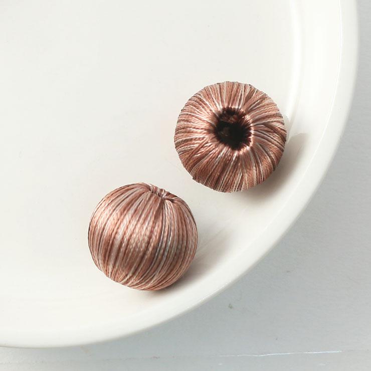 Wind thread bead round type 17mm Mocha brown 2 pieces