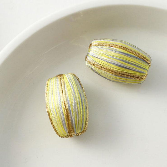 Winding beads Tawara type 11 × 18mm yellow gray 2 pieces