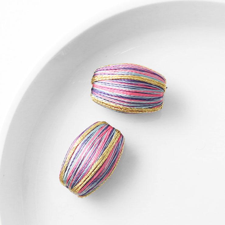 Winding beads Tawara type 11 × 18mm pink mint 2 pieces