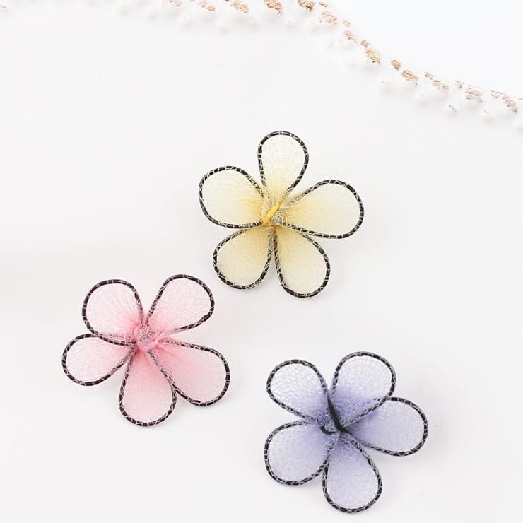 Wire x tulle flower parts 22 × 22 × 5mm 2 pieces